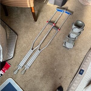Crutches and boot